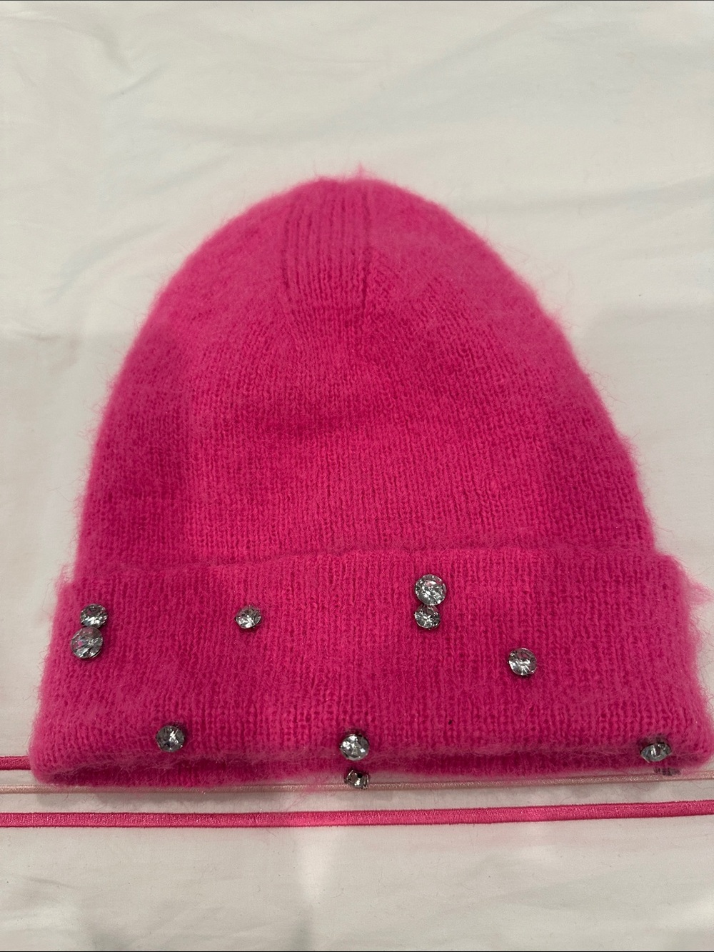 a new day Hot Pink Rhinestone Embellished Knit Beanie
